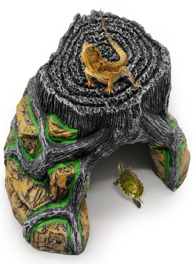GOZILLA Reptile Cave for Terrarium,Reptile Humid Hide Basking Platform,Resin Root Decor for Frog,Bearded Dragon and Leopard Gecko.(Black-L) - Image 1